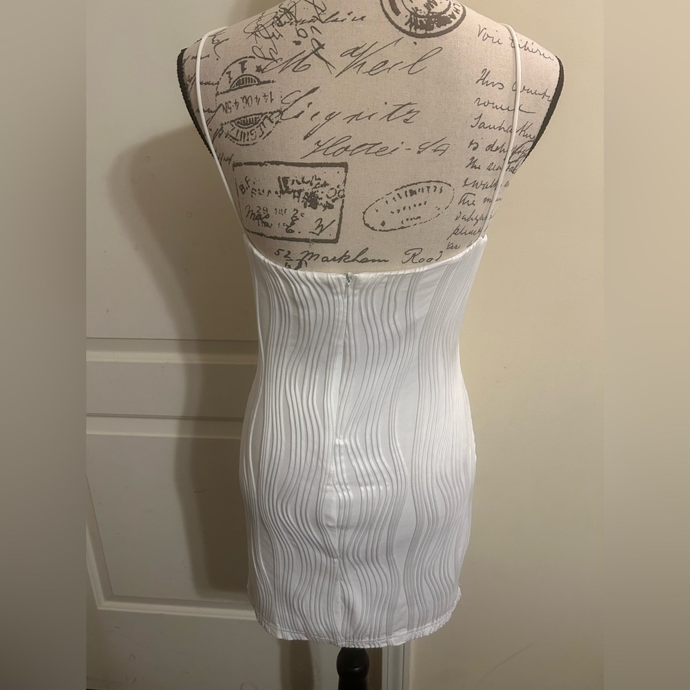 White Ribbed Bodycon Mini Dress - Picture 6 of 7